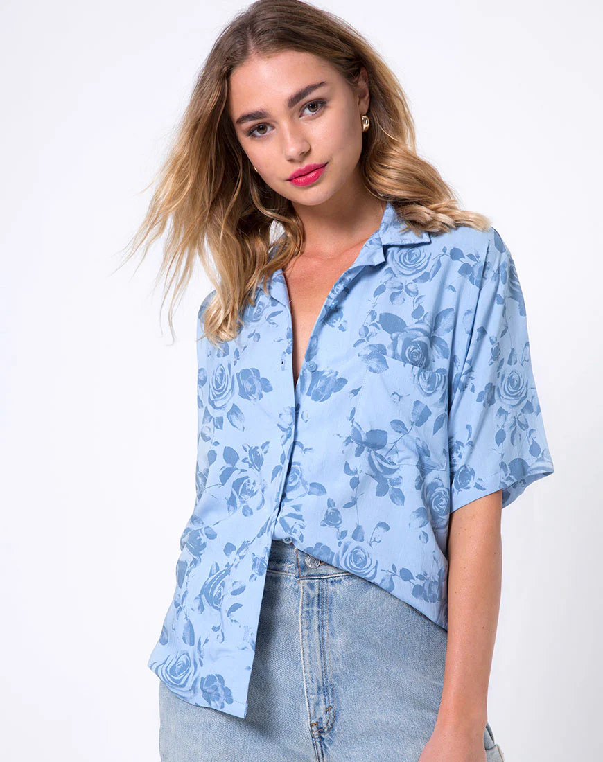 Hawaiian Shirt in Sky Rose - Awmao