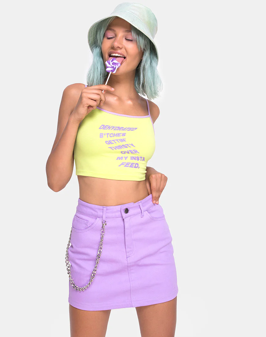 Kamla Crop Top in Lime with Instafeed Text X Top Girl - Awmao