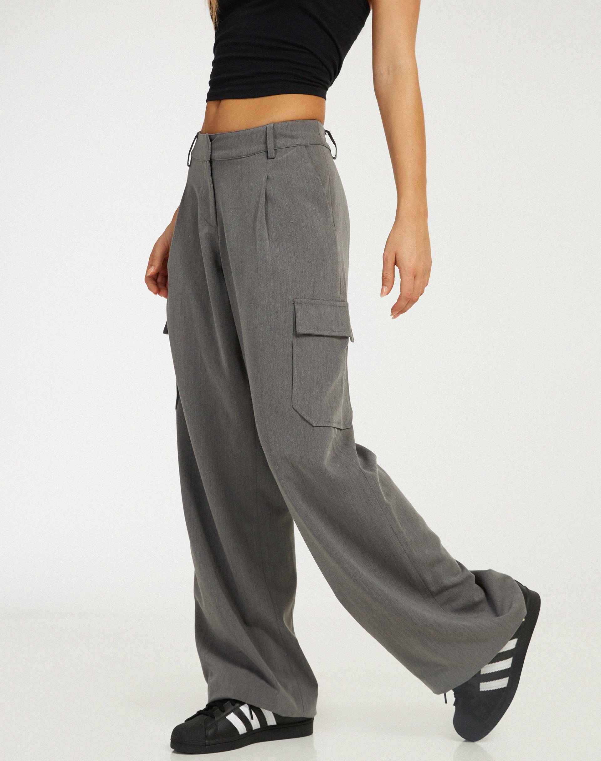 Low Rise Abba Cargo in Charcoal - Awmao