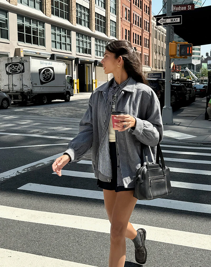 Karinta Jacket in Grey Marl Wool - Awmao
