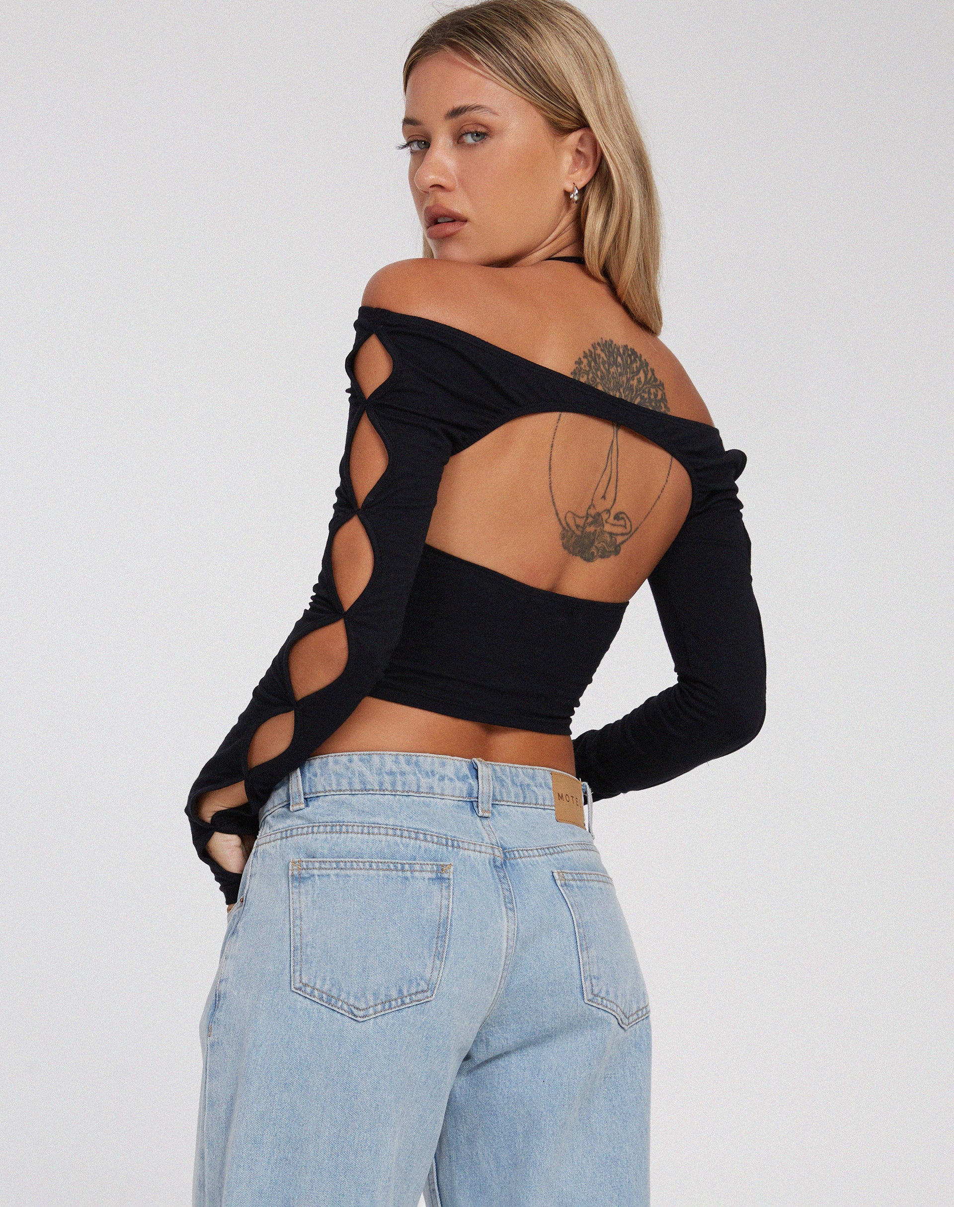 Silas Crop Top in Black - Awmao