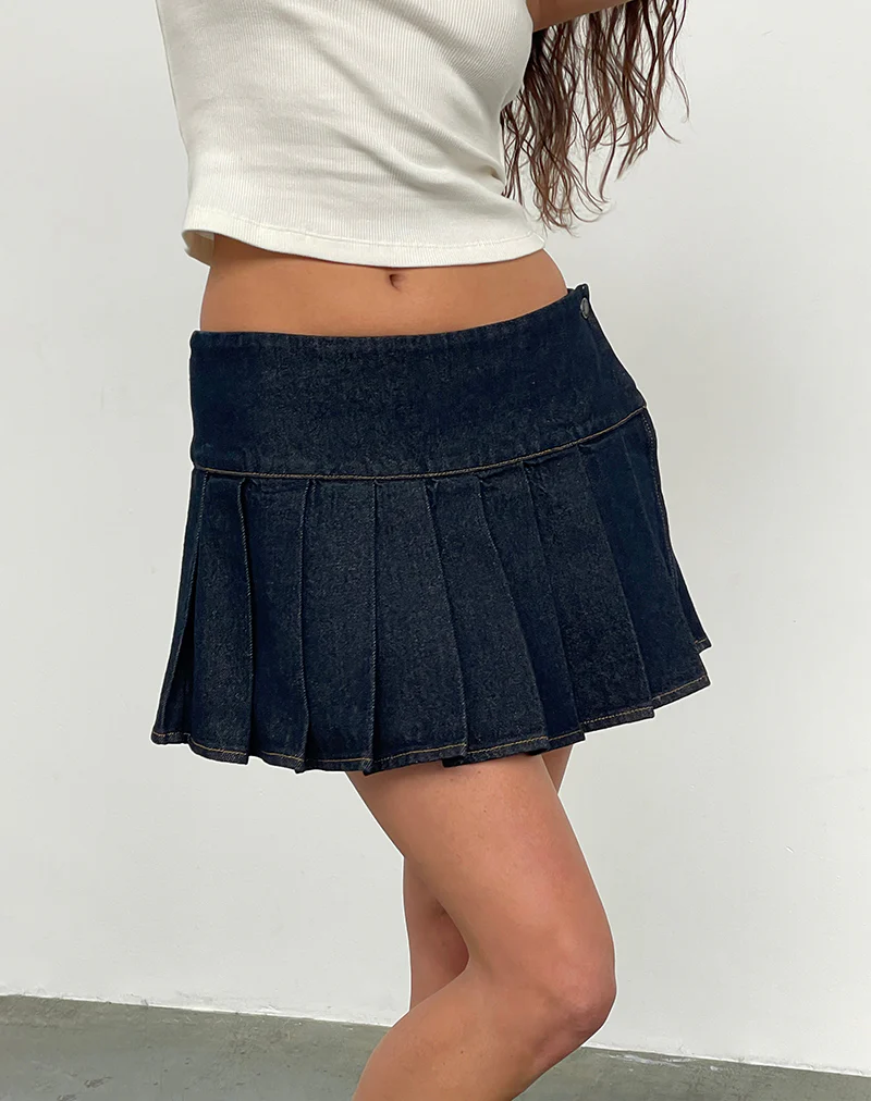 Casini Mini Skirt in Indigo - Awmao
