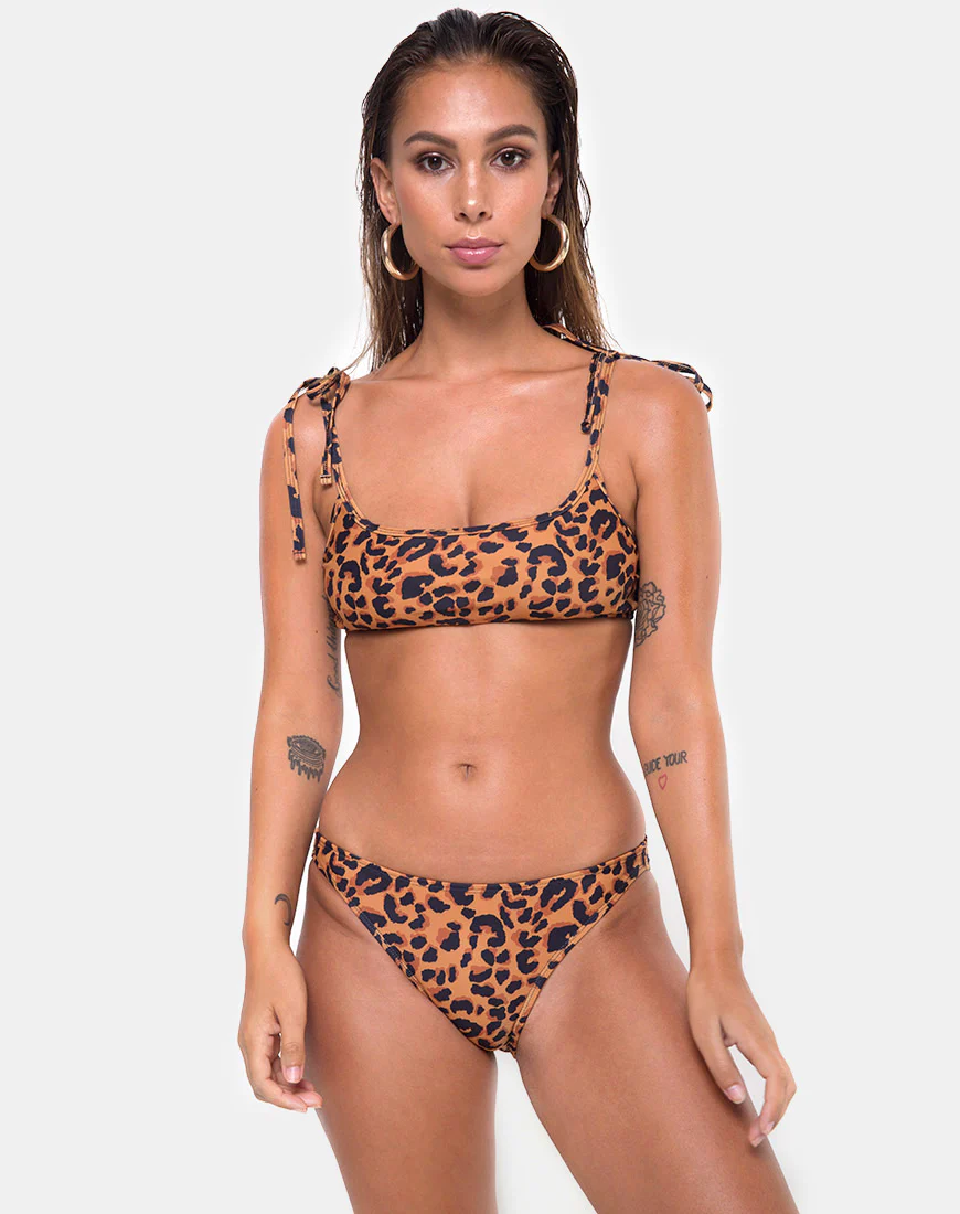 Vanna Bikini Top in Burn Out Leopard - Awmao