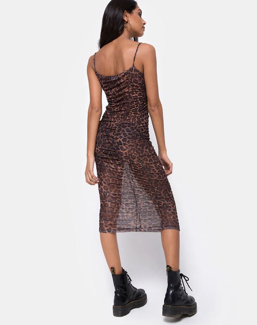 Mauna Dress in Leopard Mesh - Awmao