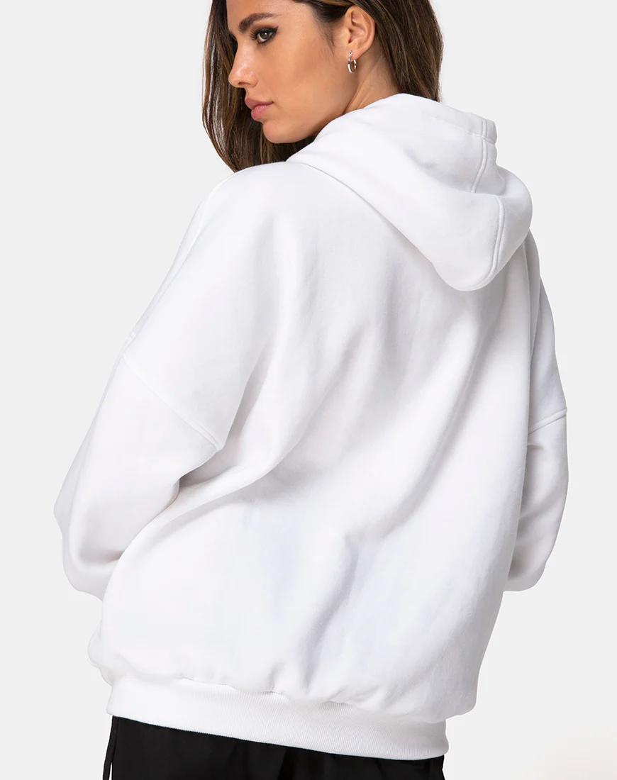 Oversize Hoody in White I Want it Embro - Awmao