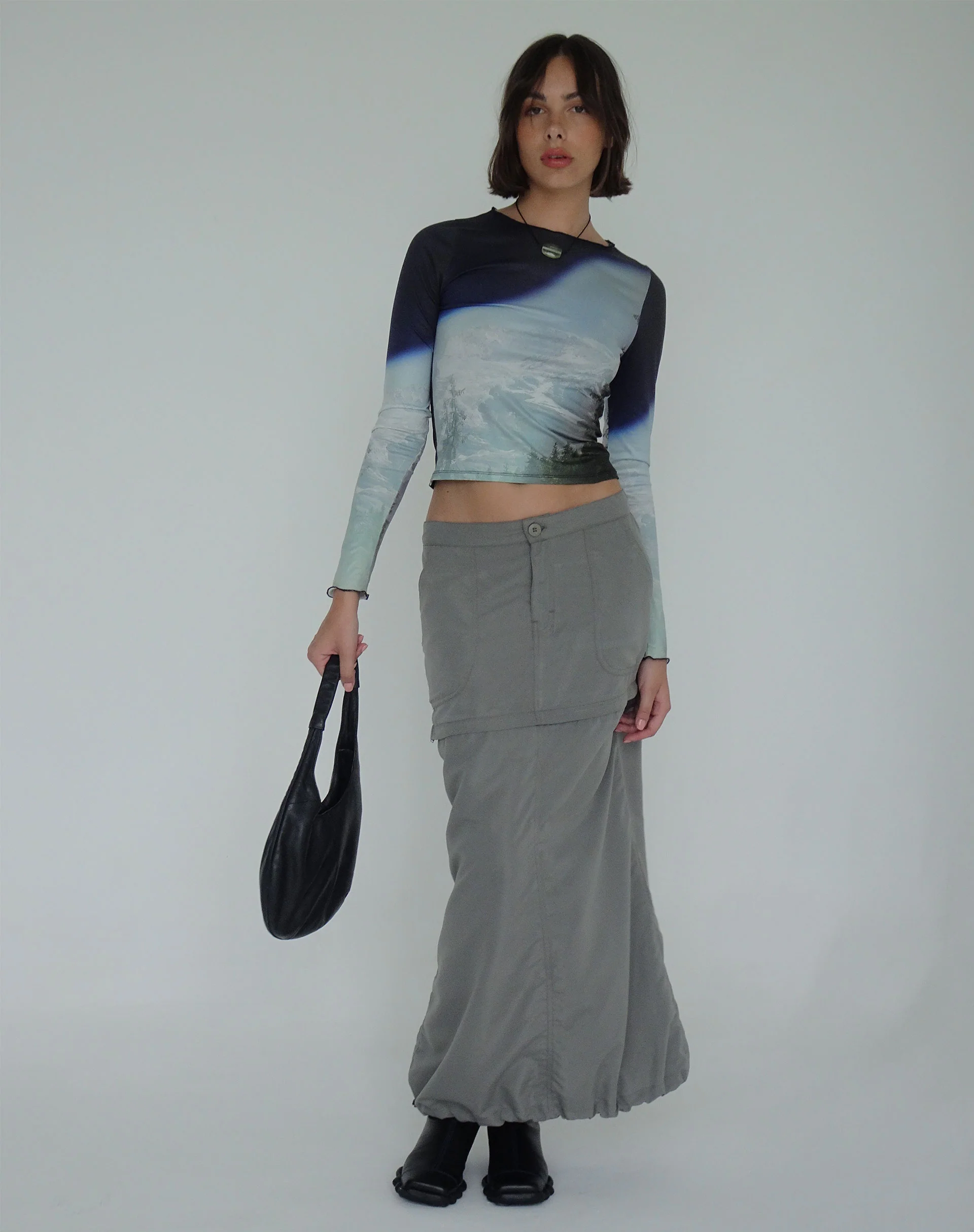 Eudora Detachable Skirt in Grey - Awmao