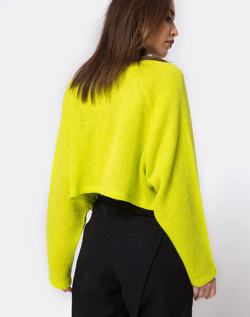 Melvie Cropped Sweater in Lime - Awmao