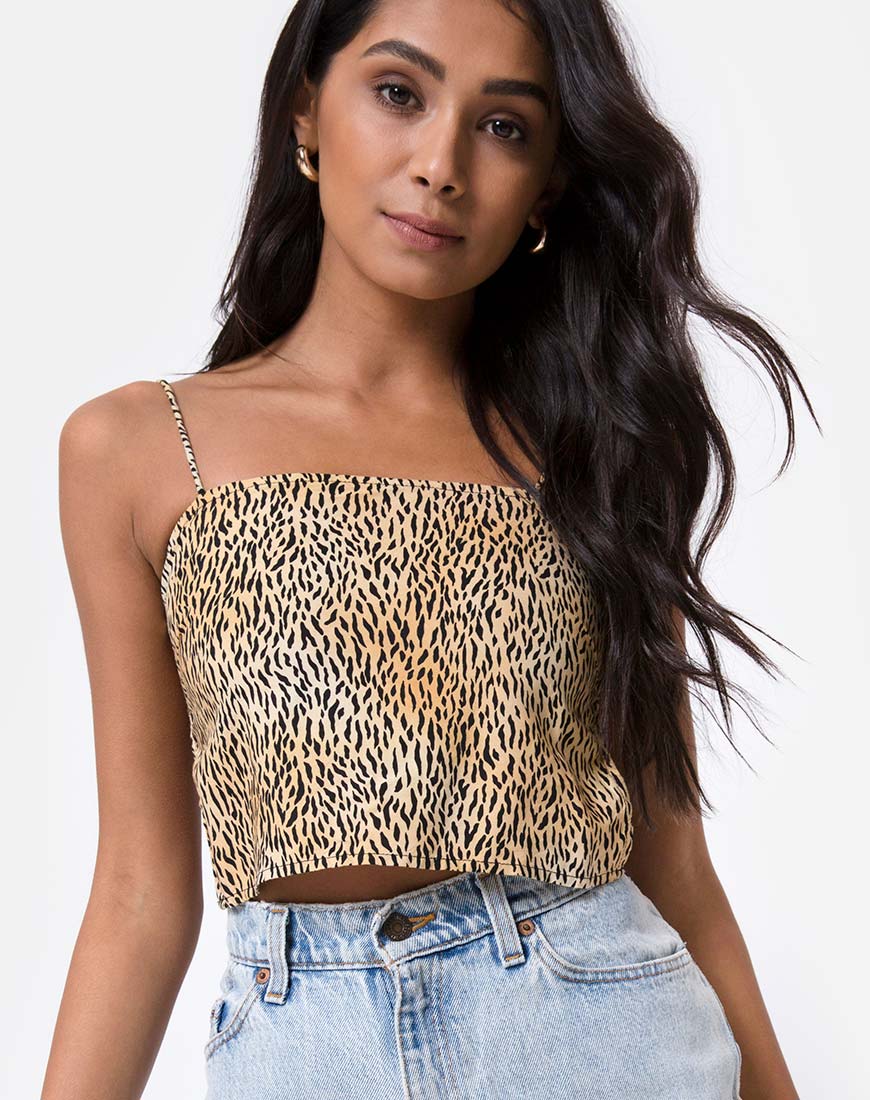 Mosley Crop Top in Mini Tiger Brown - Awmao