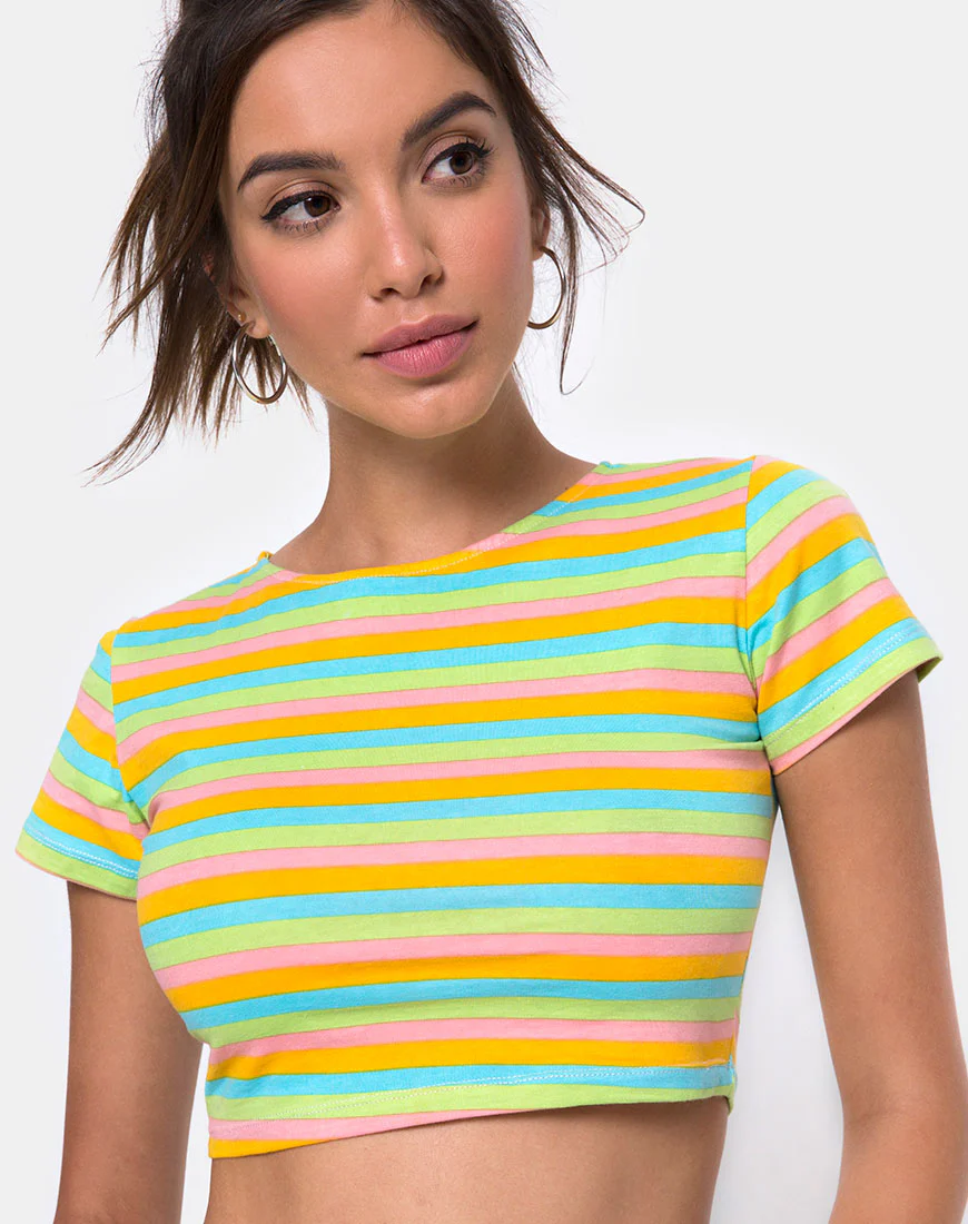 Tindy Crop Top in Sweet Stripe - Awmao