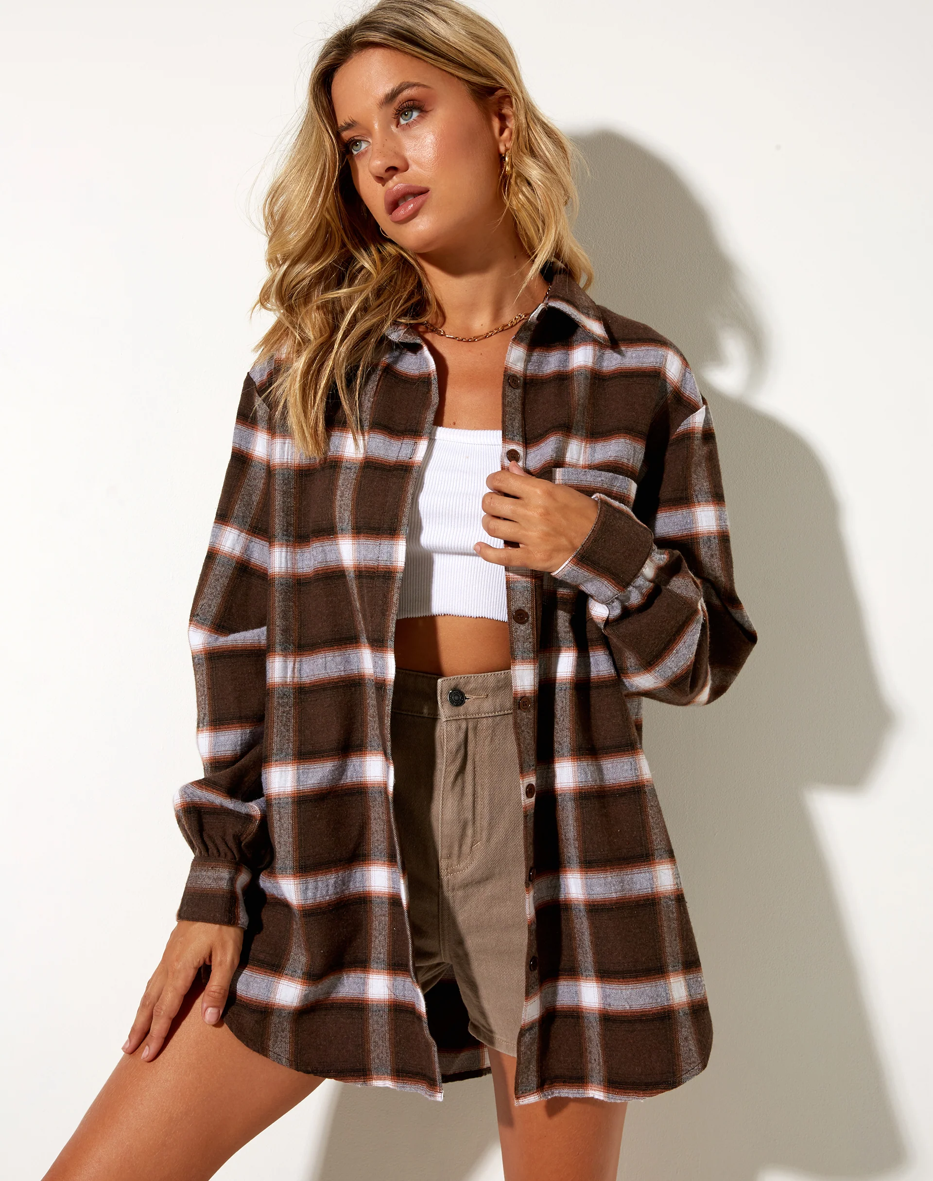 Gane Shirt in Check Dark Brown and Black - Awmao