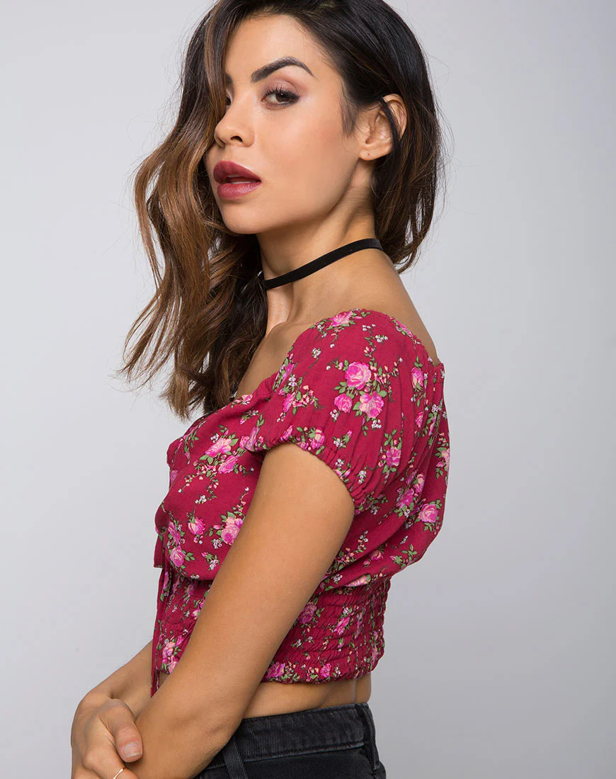 Evane Crop Top in Soheila Floral - Awmao
