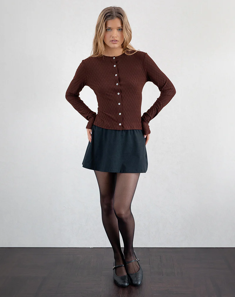Kahula Shirt in Argyle Mesh Brown - Awmao
