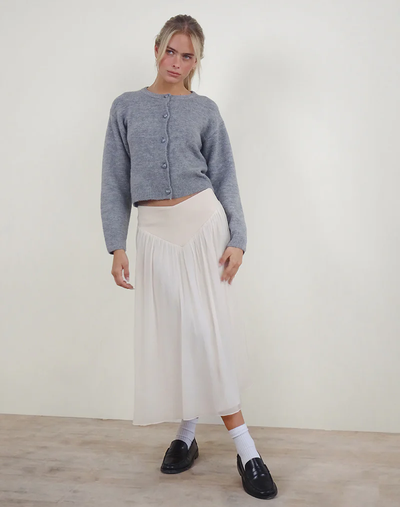 Derika V Waist Maxi Skirt in Cream - Awmao