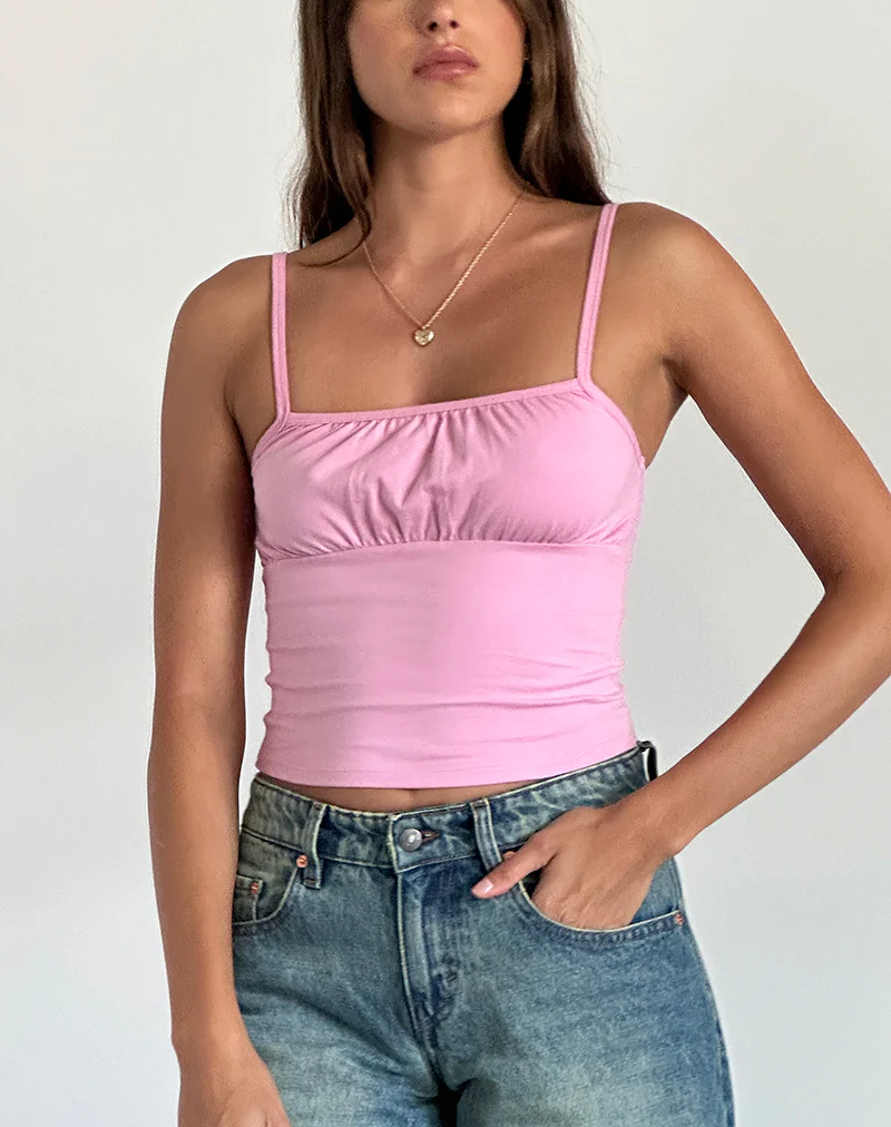 Sasya Cami Top in Flamingo Pink - Awmao