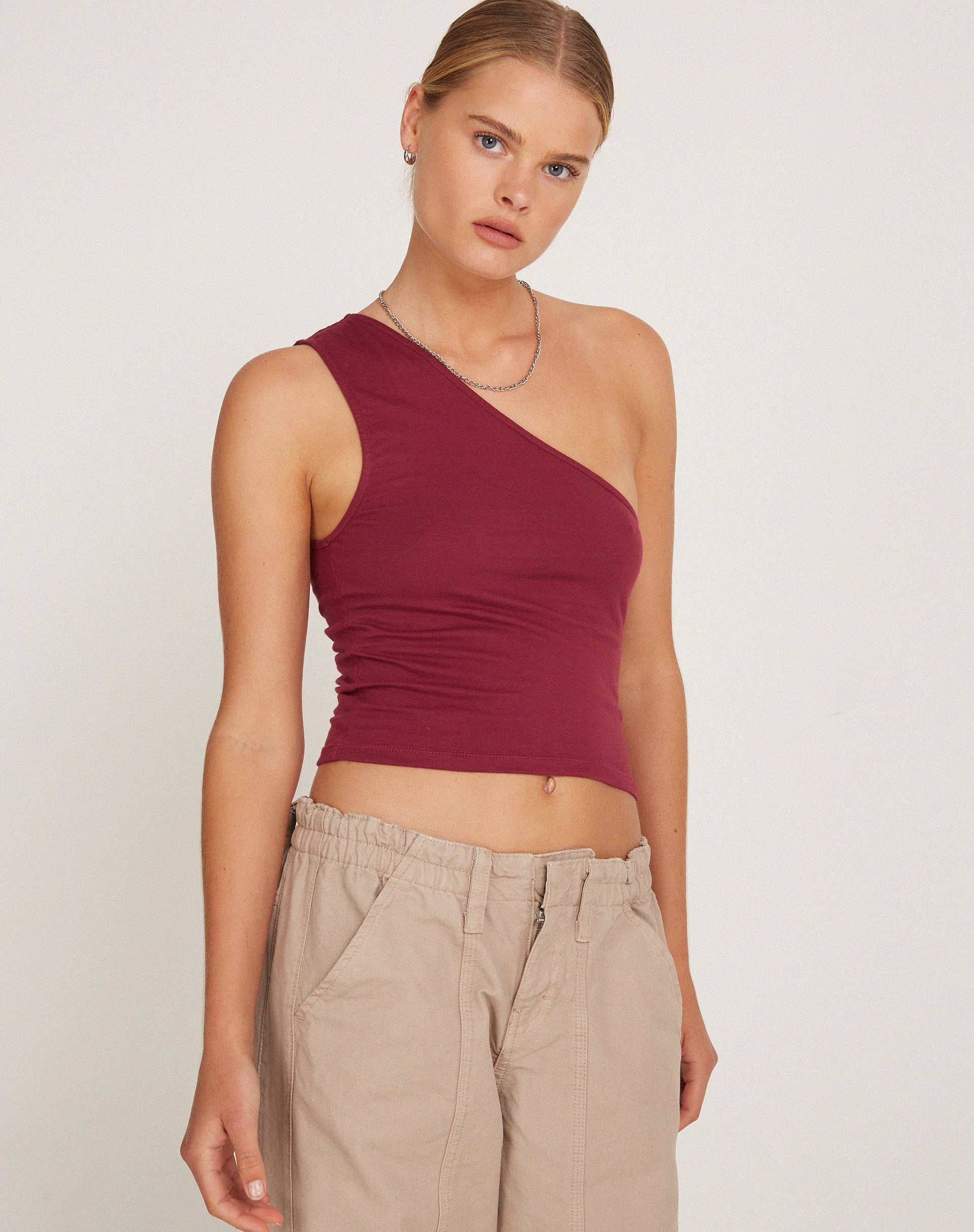 Bay One Shoulder Top in Plum - Awmao