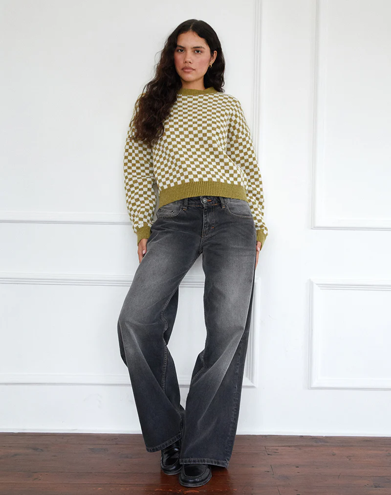 Karu Jumper in Check Green - Awmao