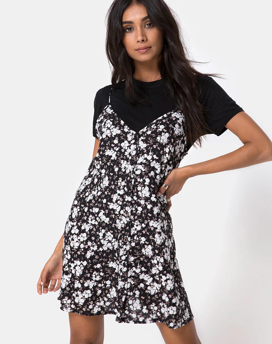 Sanna Slip Dress in Dark Wild Flower - Awmao