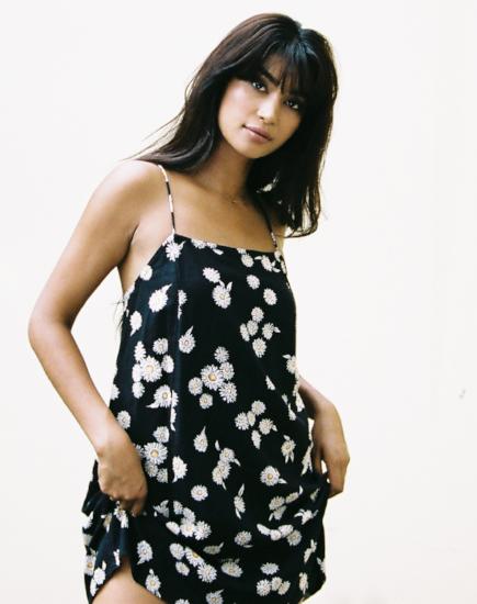 Salista Slip Dress in Grunge Daisy Floral - Awmao