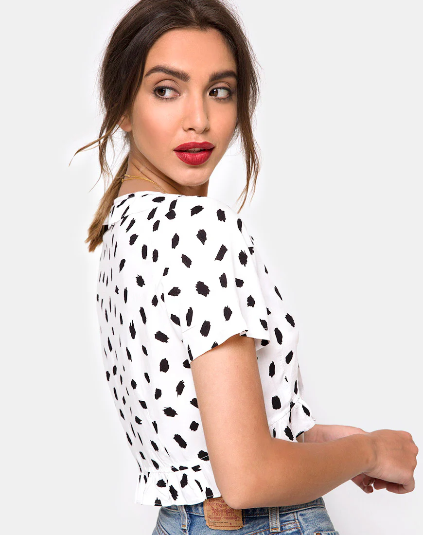 Chisa Top in Diana Dot White - Awmao