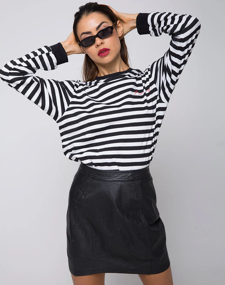 Oversize Longsleeve Tee in I Want Change BW Stripe - Awmao