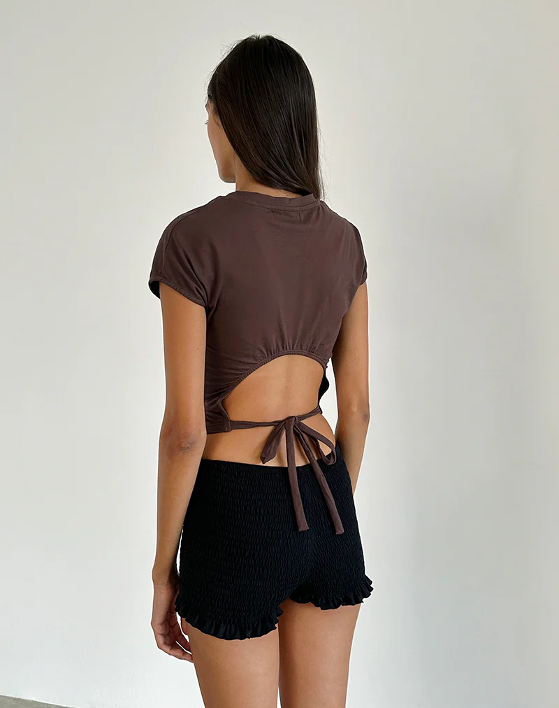 Xiwon Bow Back Top in Deep Mahogany - Awmao