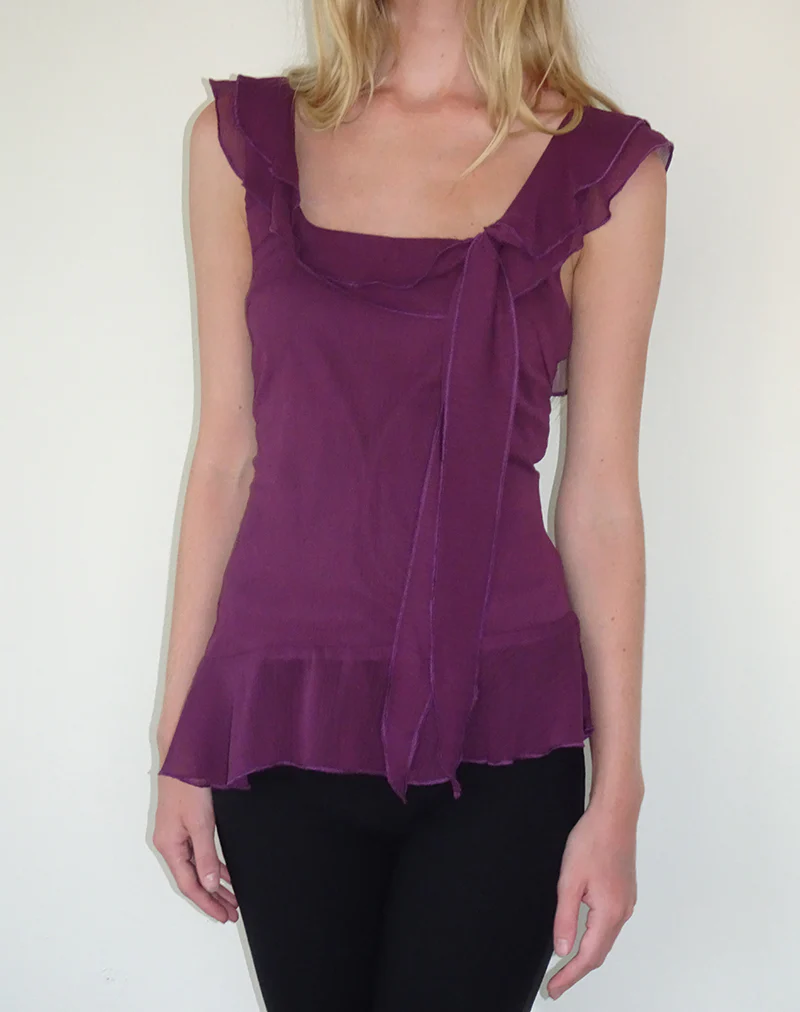 Piro Top in Chiffon Aubergine - Awmao