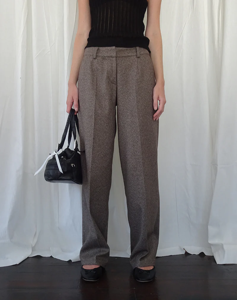 Sirkia Low Rise Tailored Trouser in Dark Brown - Awmao