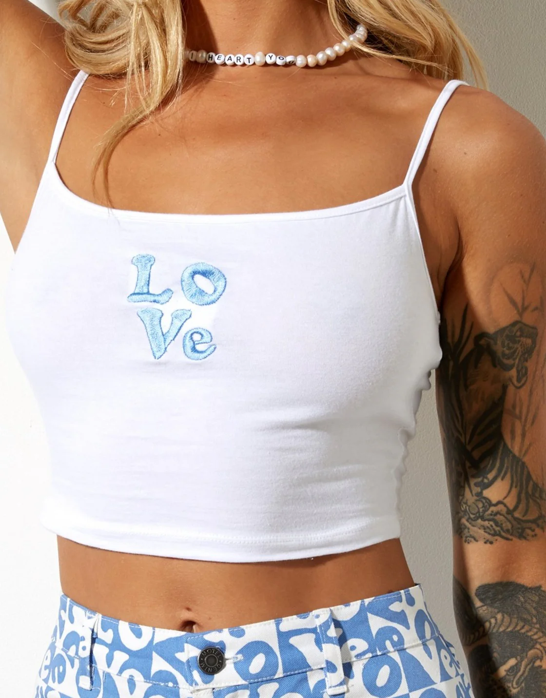 Rawi Crop Top in White Love - Awmao