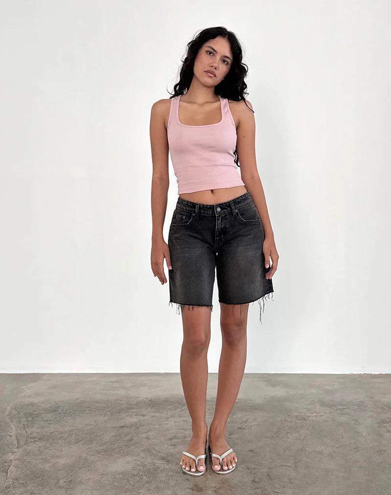 Roxe Ribbed Vest Top in Pink Lady - Awmao