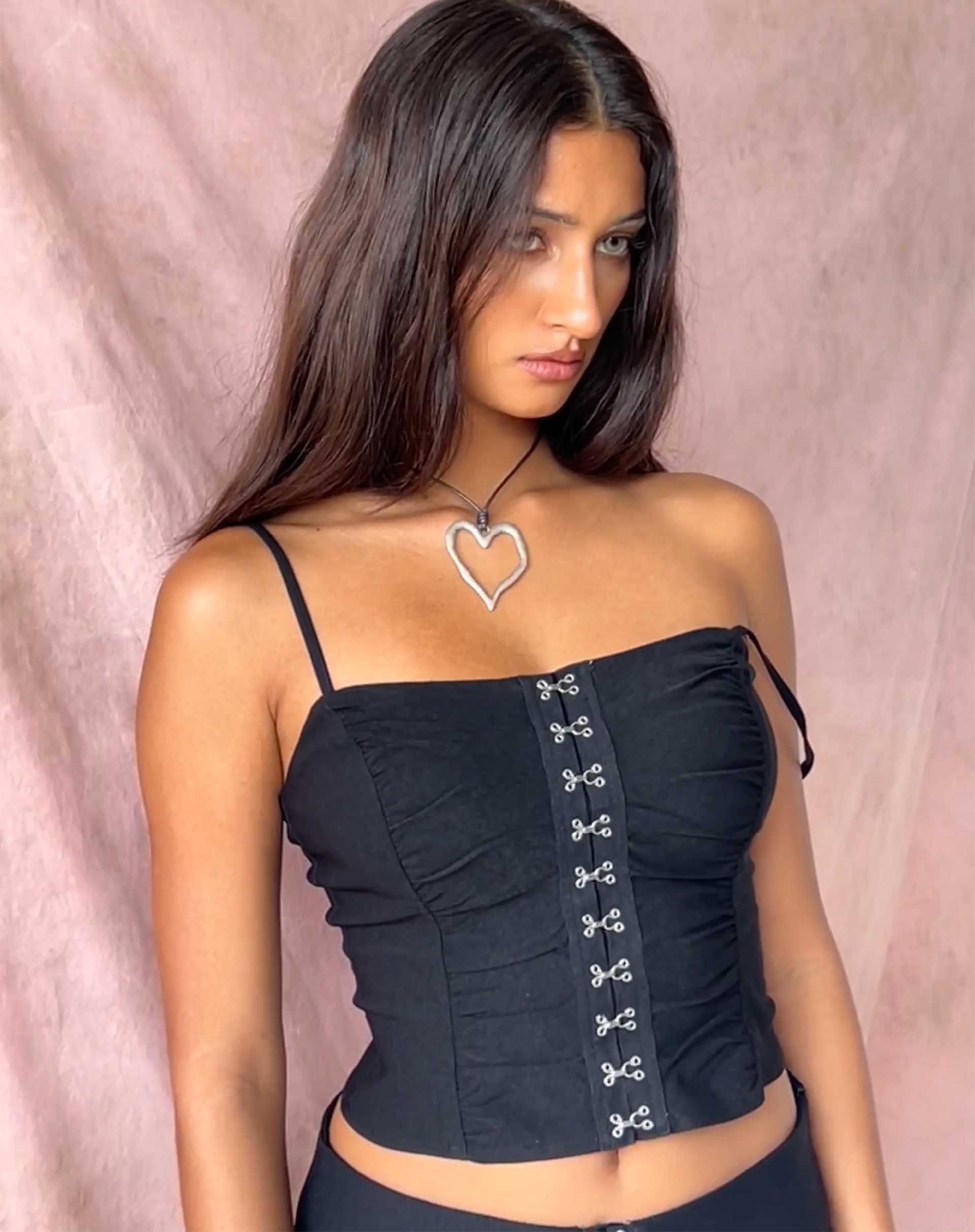 Hateya Corset Top in Black - Awmao