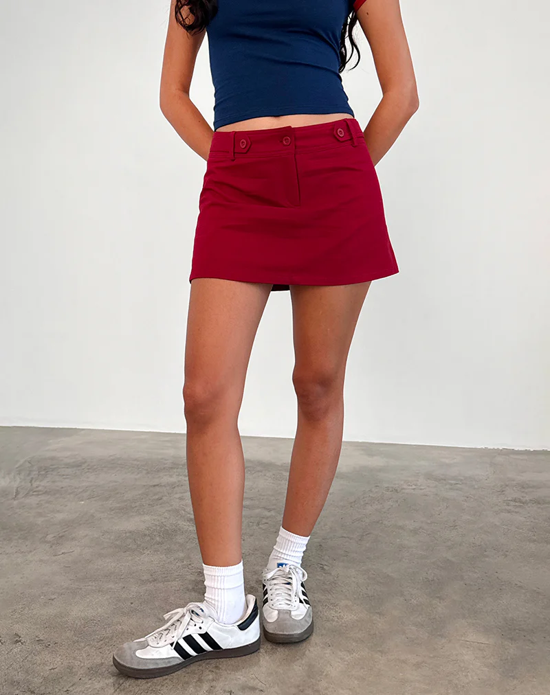 Lavonne Mini Skirt in Red - Awmao