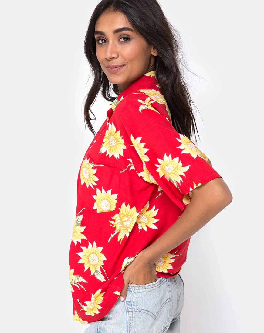 Hawaiian Shirt in Sunny Days Red - Awmao