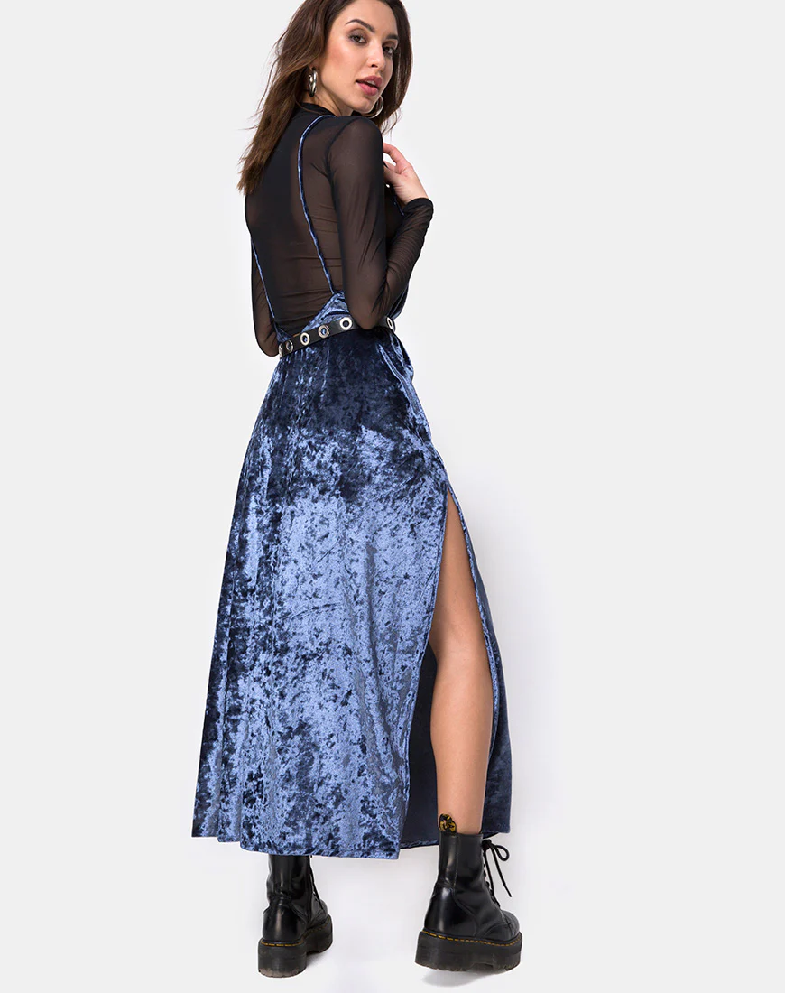 Hime Maxi Dress in Velvet Blue - Awmao