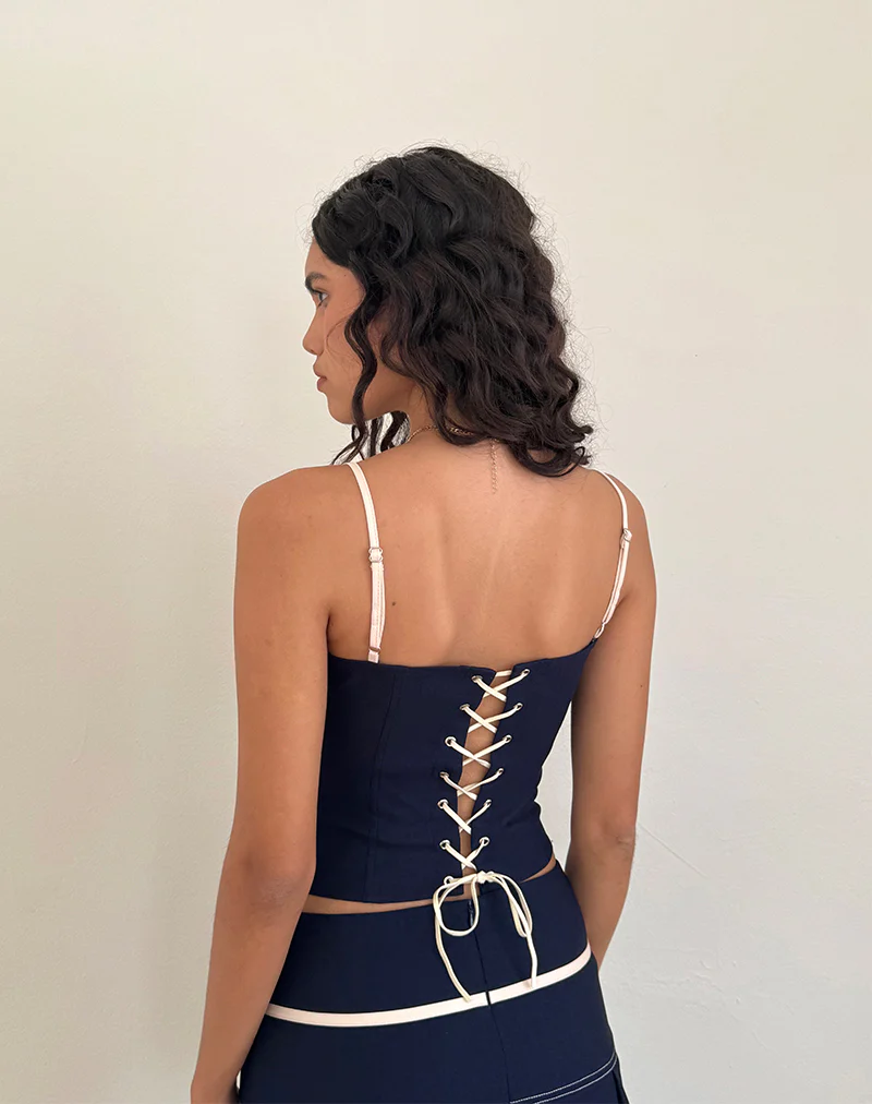 Alexa Corset Top in Navy - Awmao