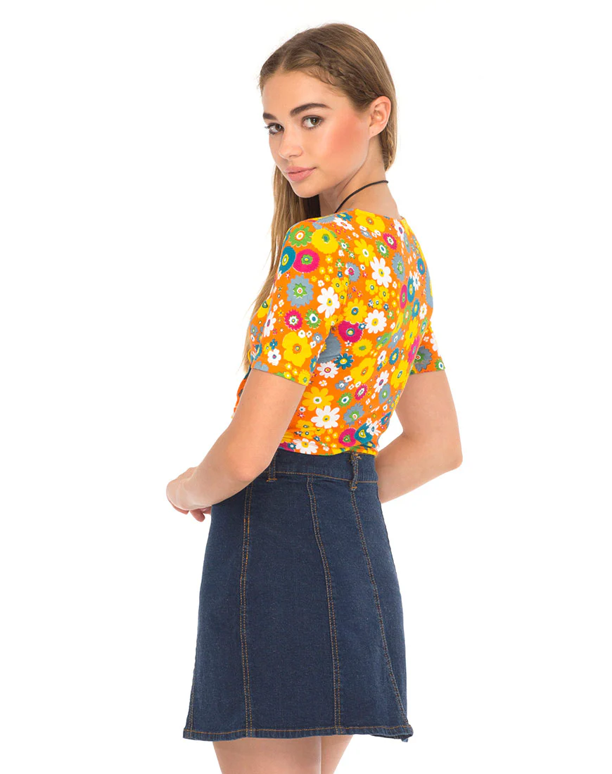 Eclat Crop Top in Playtime Floral Orange - Awmao