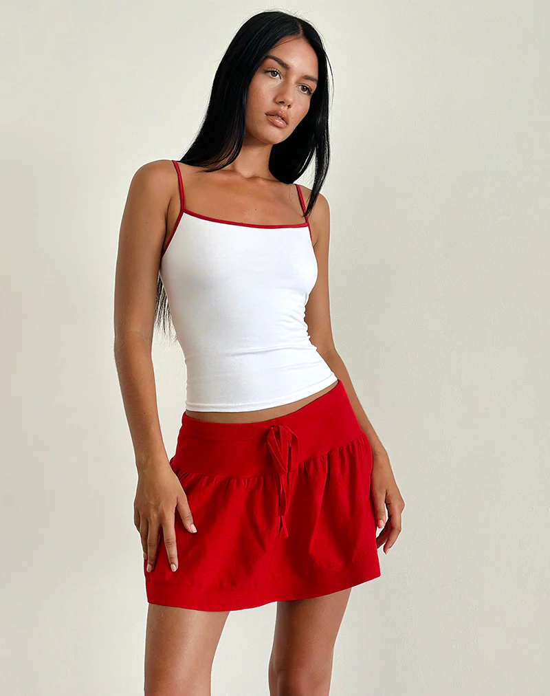Maddy Mini Skirt in Red Knit - Awmao