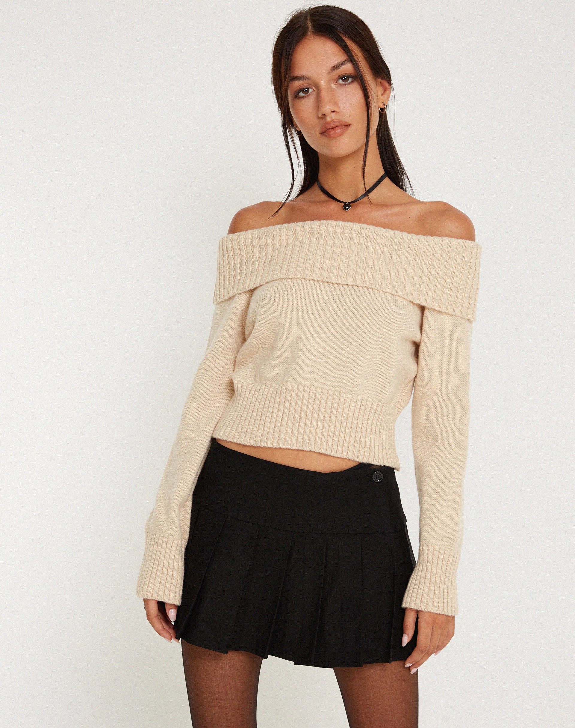 Koriya Bardot Top in Birch Cream - Awmao