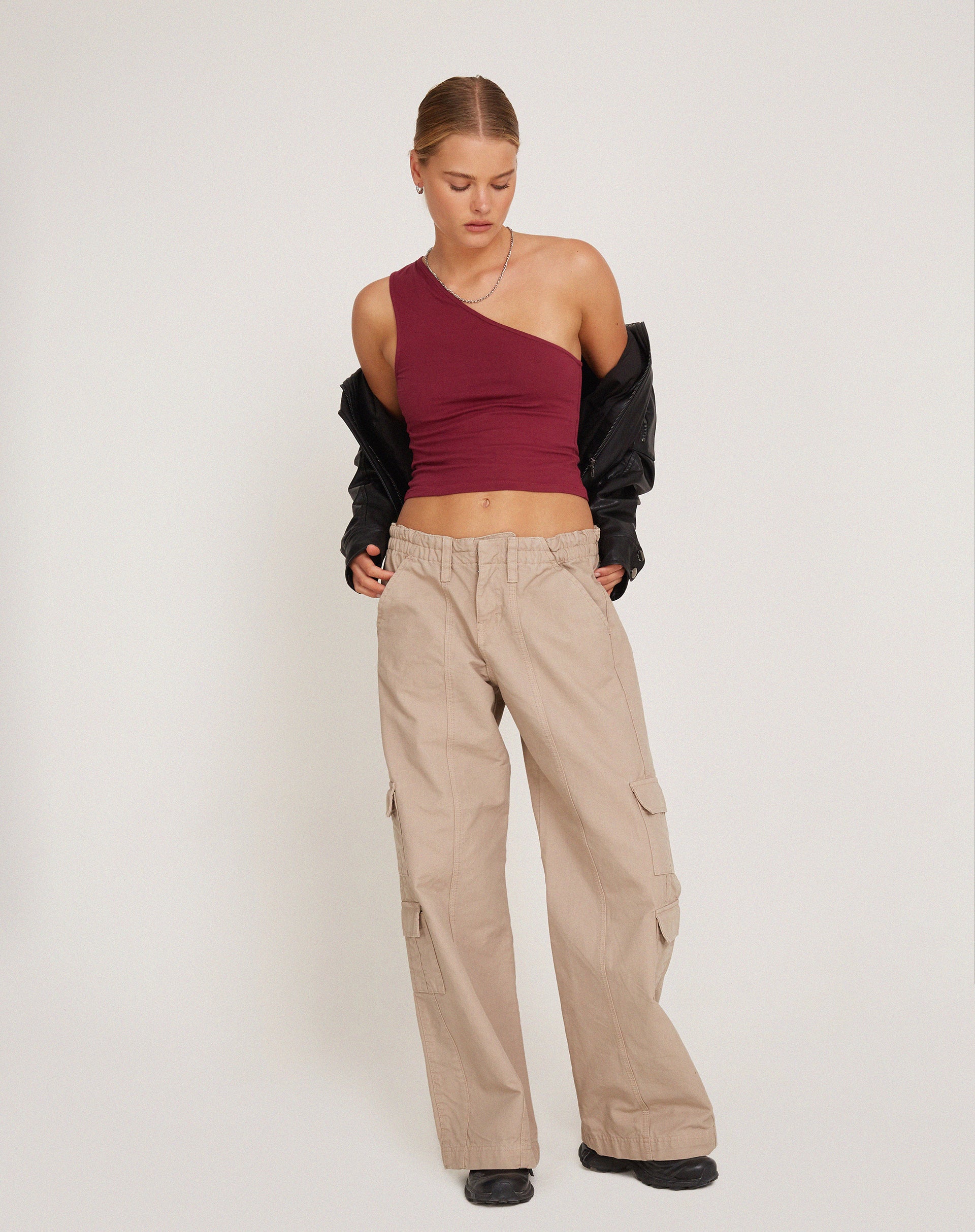 Bay One Shoulder Top in Plum - Awmao