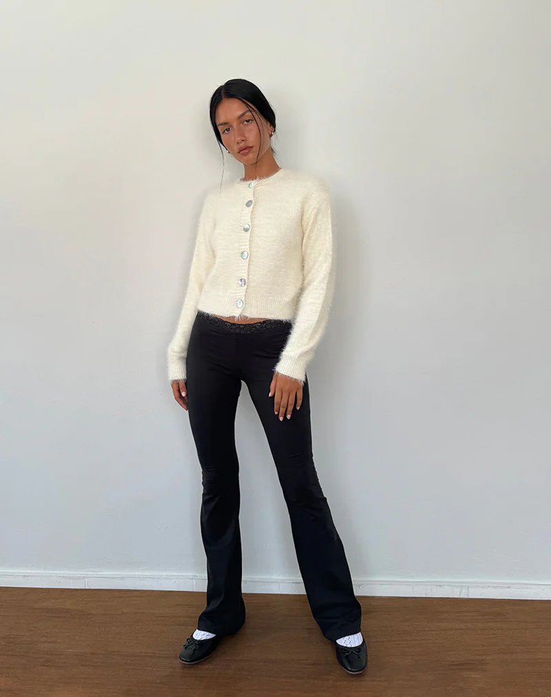 Sinena Lace Trim Trousers in Black - Awmao