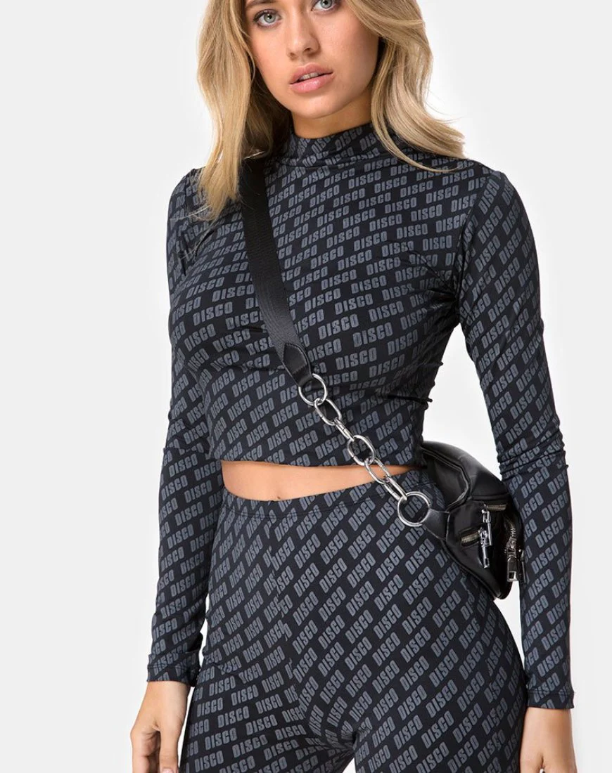 Lara Crop Top in Diagonal Disco Silver - Awmao