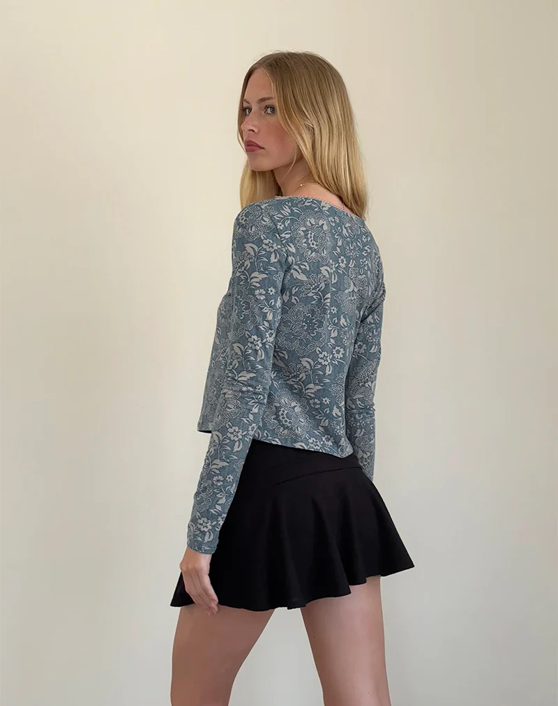 Libby Cardi in Blue Ornate Print Lycra - Awmao