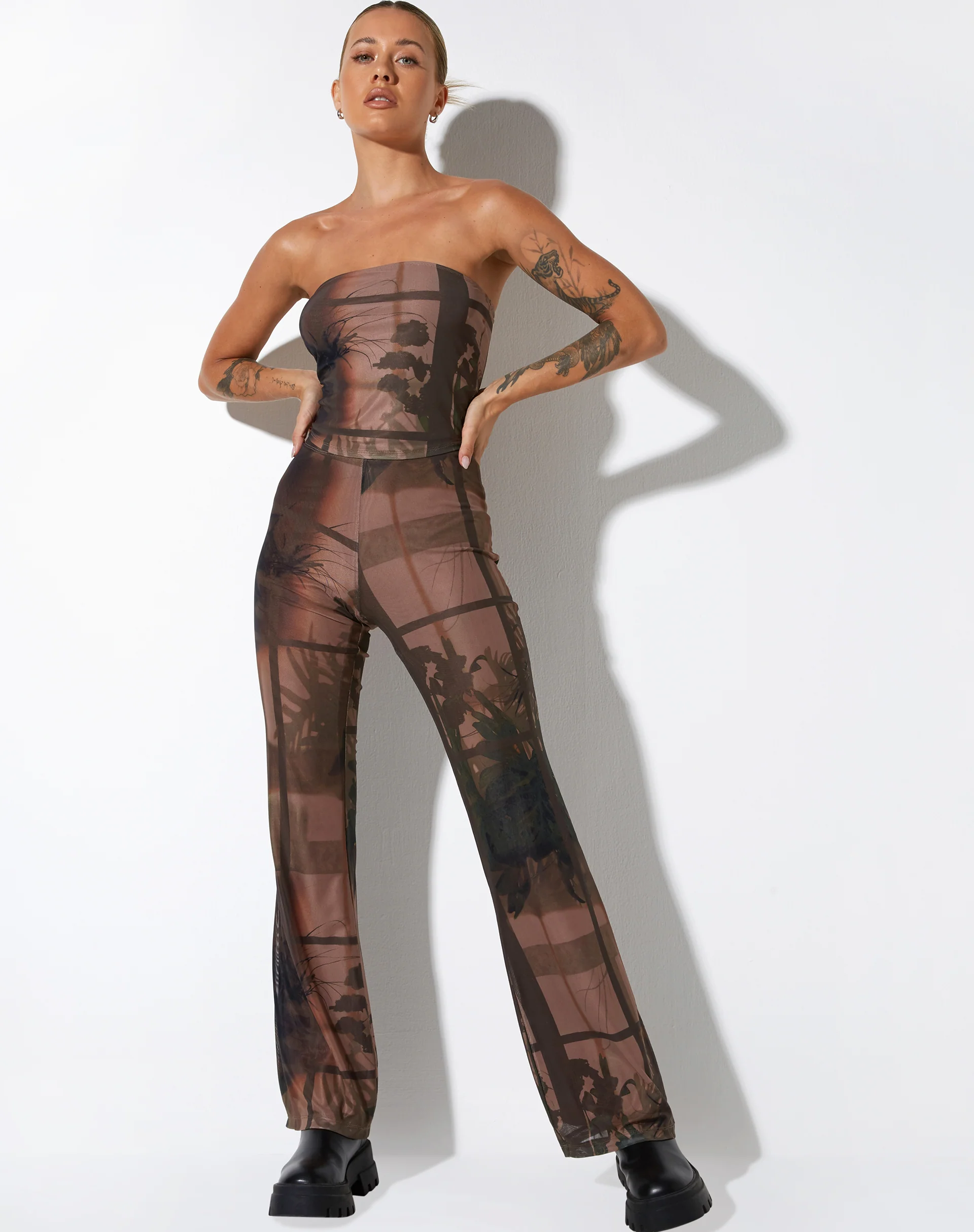 Agosta Flare Trouser in Photo Brown - Awmao