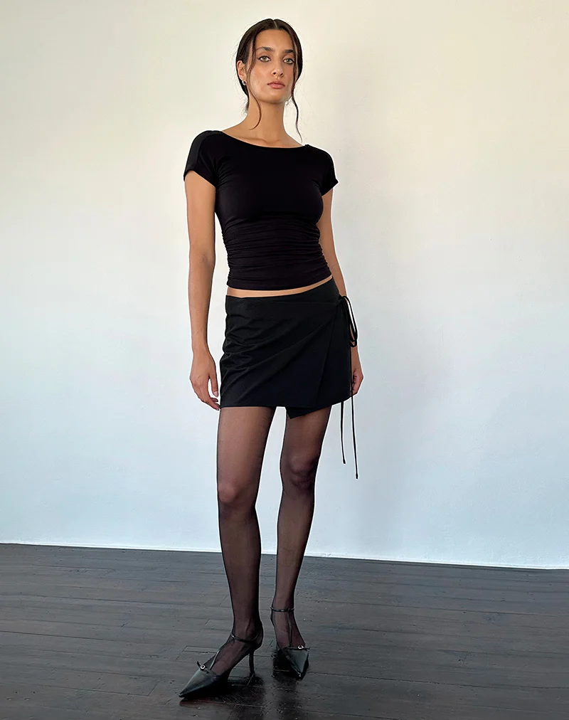 Tanix Wrap Skirt in Tailoring Black - Awmao