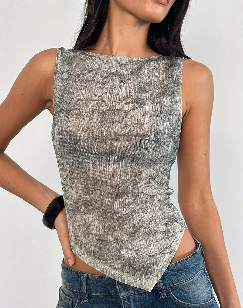 Etta Vest in Sheer Mesh Grey - Awmao
