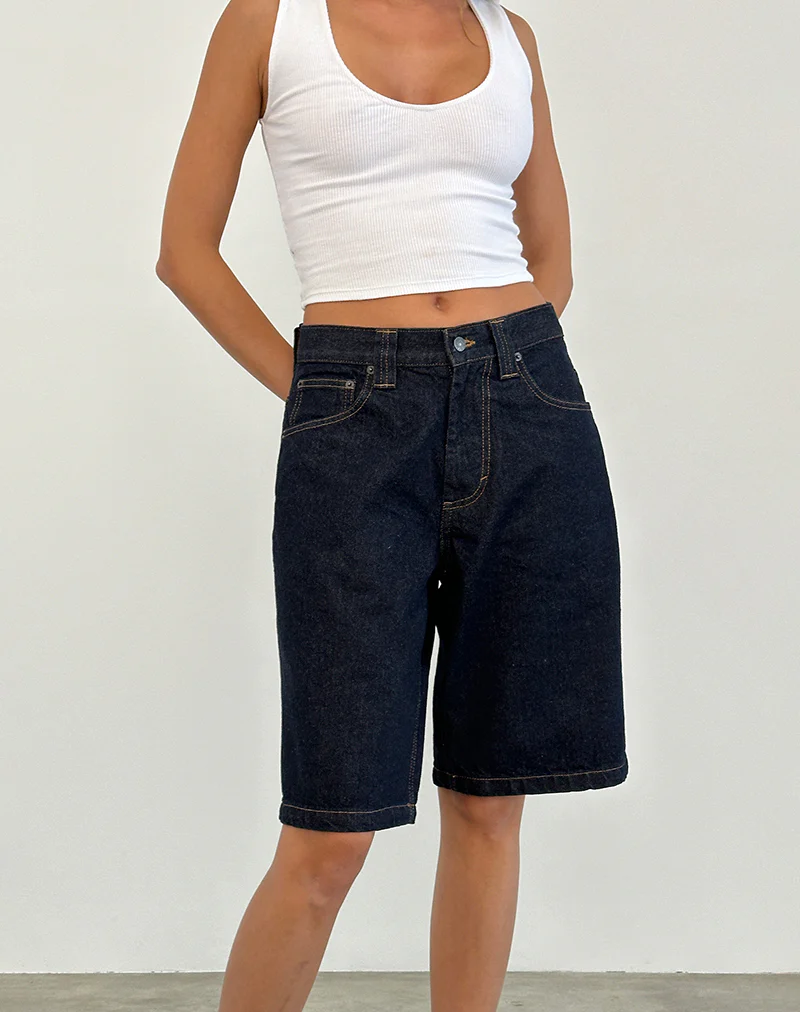 Low Rise Skater Short in Indigo - Awmao