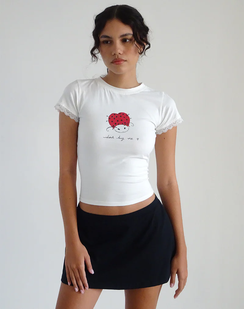 Izzy Baby Tee in Off White 'Dont Bug Me' - Awmao