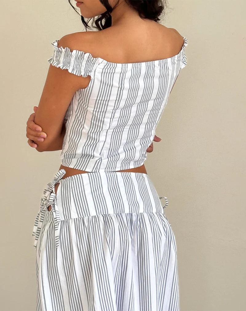 Alderidge Top in Vertical Grey Stripe - Awmao