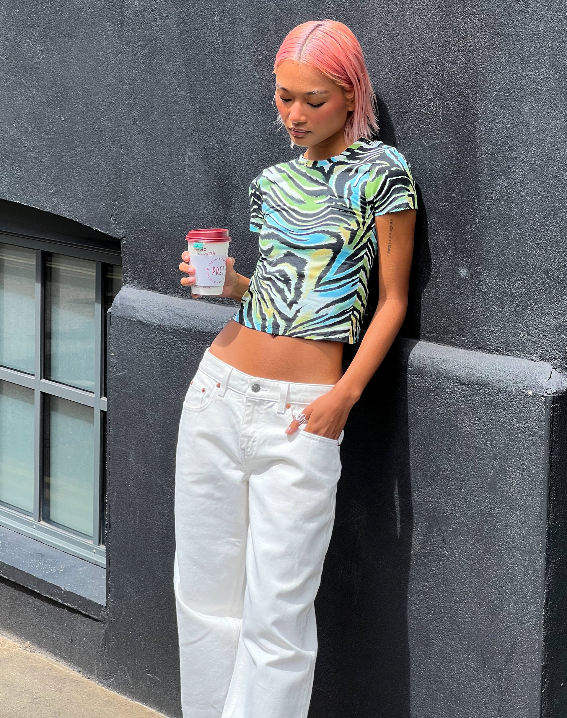 Surtie Crop Top in Warped Zebra Blue - Awmao