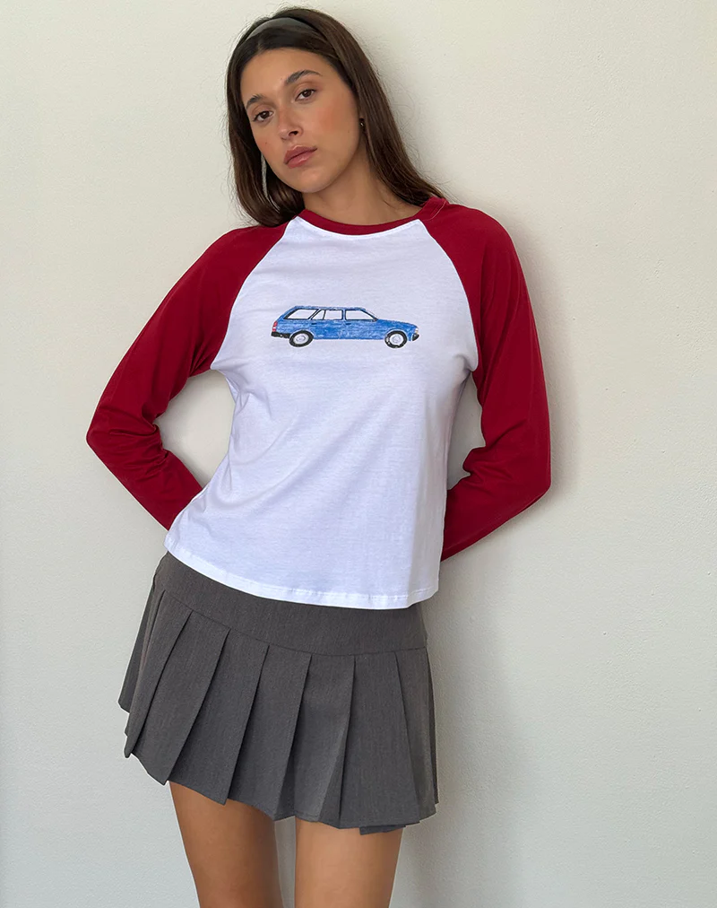 Kyiato Top in Adrenaline Red Car Print - Awmao