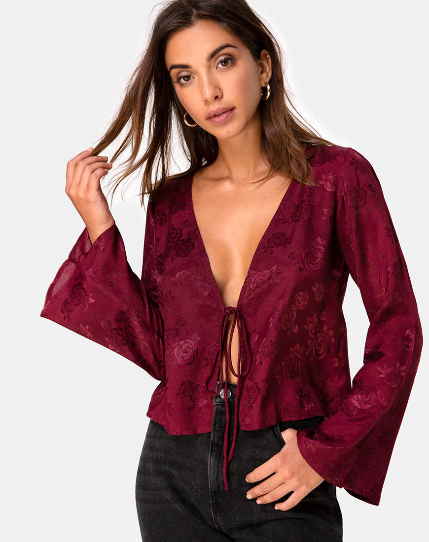 Merida Top in Satin Rose Burgundy - Awmao
